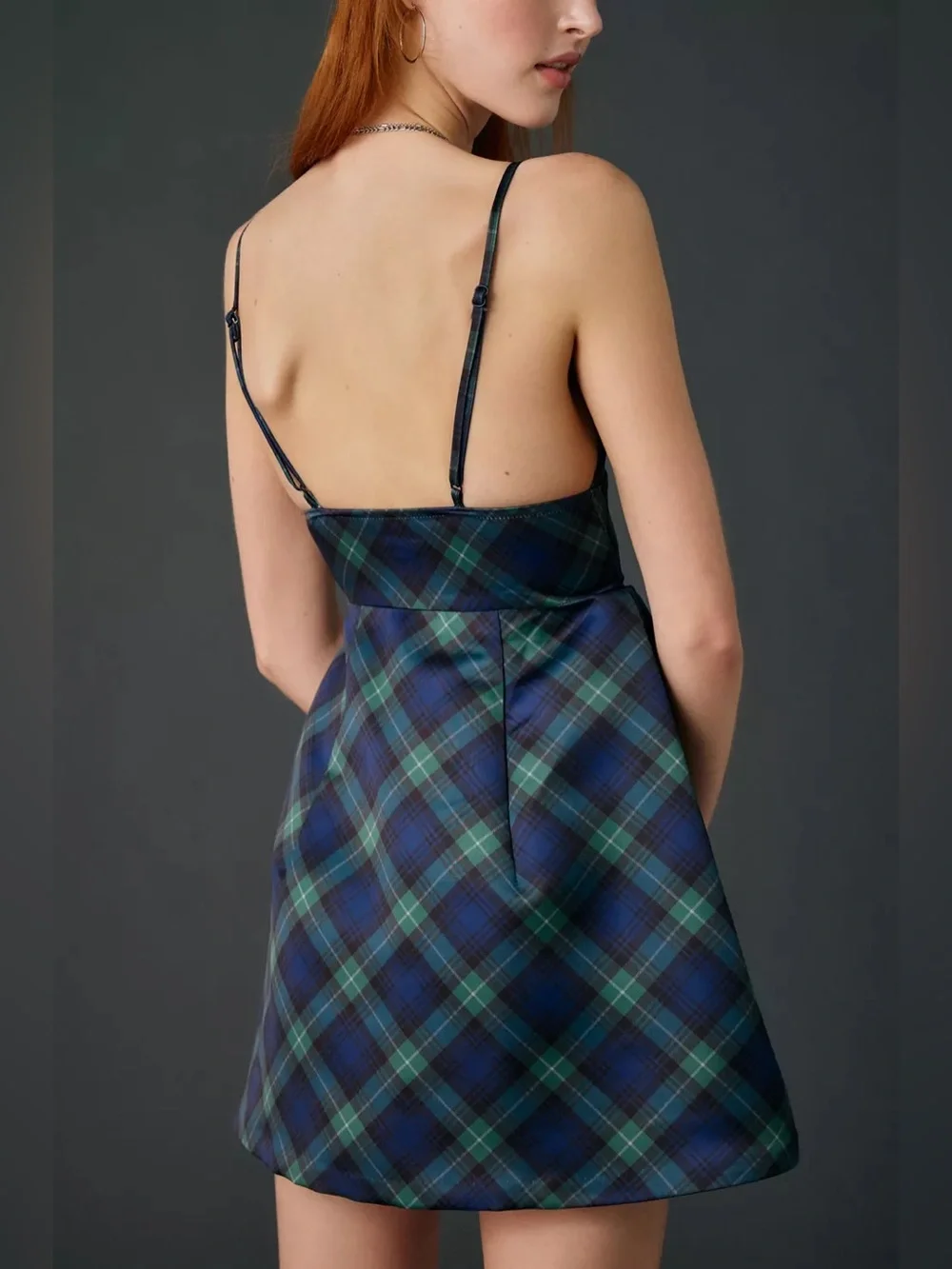 Urban Outfitters | Kimchi Blue Petit Fours Fit-And-Flare Satin Mini Dress Plaid